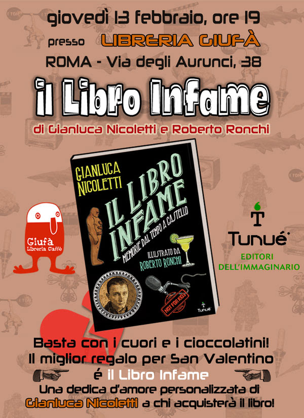 Presentazi one, presso la Libreria Giufà di Roma, de “Il Libro Infame” di Gianluca Nicoletti e